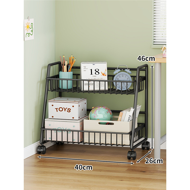 书架桌边可移动带轮小推车学生儿童书柜落地置物架一体靠墙收纳柜
