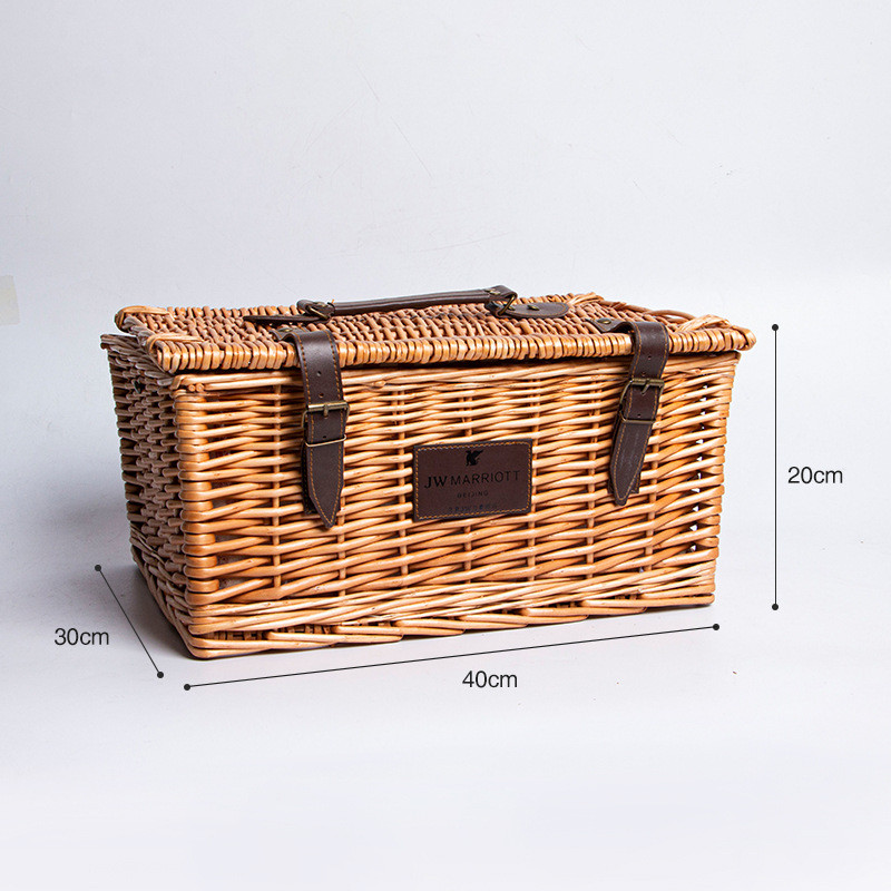 户外野餐篮子藤编柳编田园购物酒店清洁工具篮ins花篮带盖蓝子