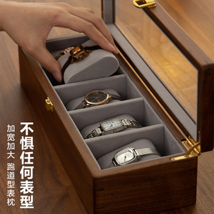 女士手表收纳盒家用送老婆生日礼物黑胡桃木腕表收藏展示盒 梵瀚