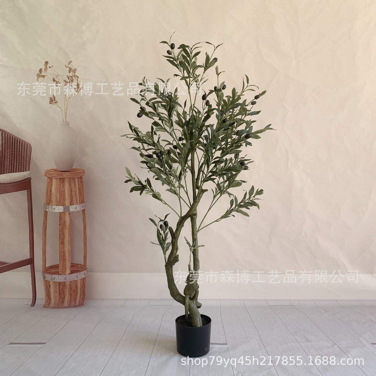 仿真橄榄树弯杆新款绿植盆栽北欧风琴叶榕散尾葵植物橱窗摆件