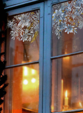 funlife圣诞新品玻璃贴膜教室门框透光装饰免贴纸静电胶se364