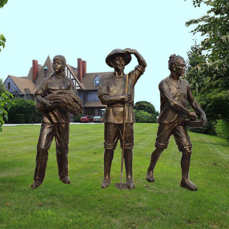 玻璃钢雕塑厂家定制商业劳动农耕美陈人物园林景观工艺品摆件