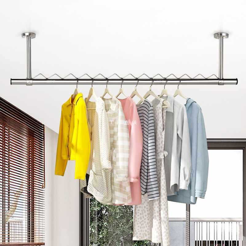 a5l装晾衣杆304阳台室外吊顶不锈钢固定式防风波浪条晾晒衣架可