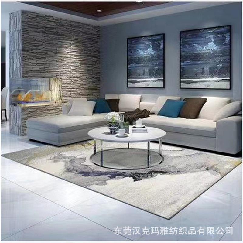 现货供应客厅茶几地中海风格机织地毯抽象图案机制地毯地垫