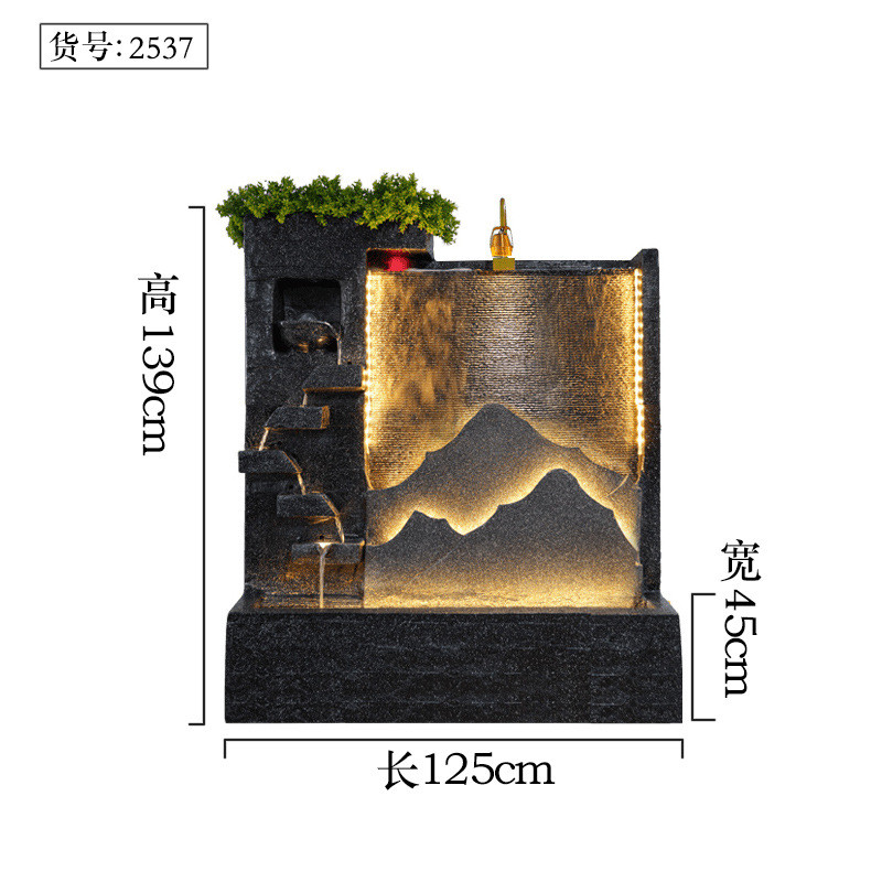大型水幕墙屏风家用客厅户外瀑布玄关庭院创意水景隔断流水墙摆件