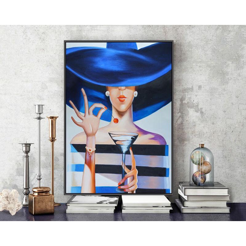 圣北欧风格简约现代有框人物装饰画仕女人礼帽衣帽间酒店室内挂画