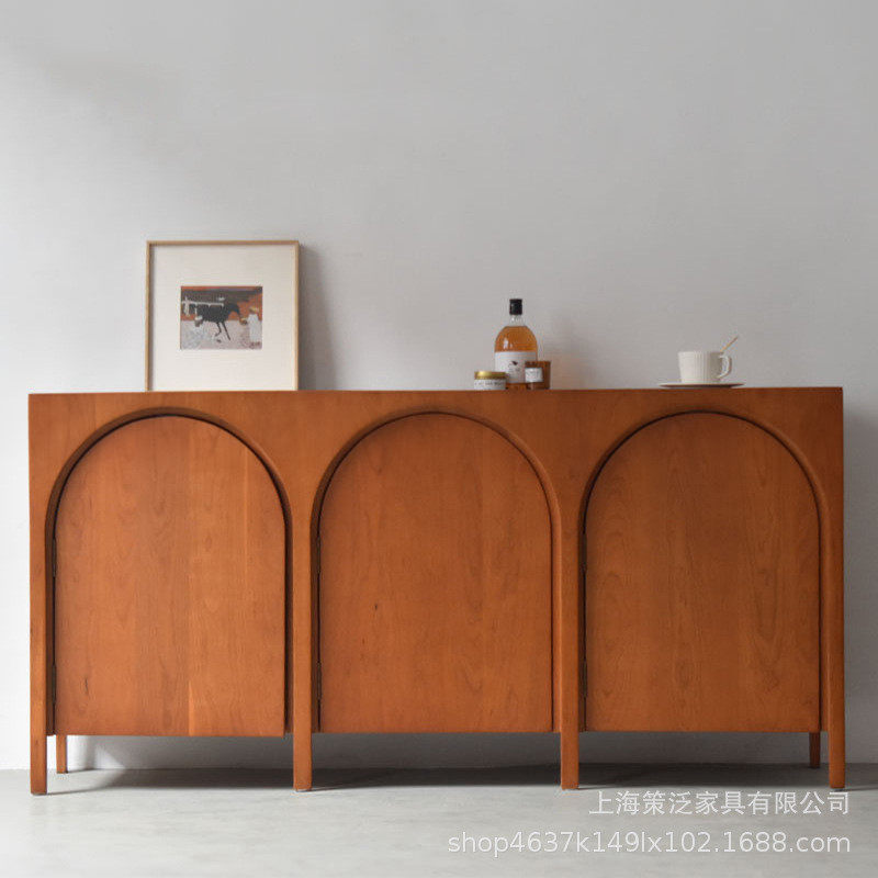 美式实木拱门装饰储藏柜中古电视客厅北欧简约斗柜玄关柜餐边酒柜