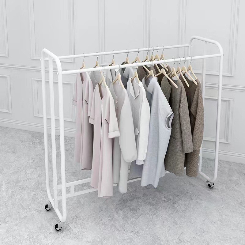 双杆落地服装店展示架衣架双排中岛架晾挂衣架中间货架衣服陈列架