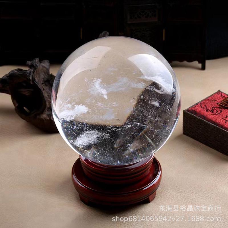 厂家供应人造水晶球摆件石英白水晶球熔炼水晶球家居办公装饰摆件