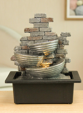 热卖几何循环小流水摆件室内家居客厅办公室桌面创意喷泉装饰