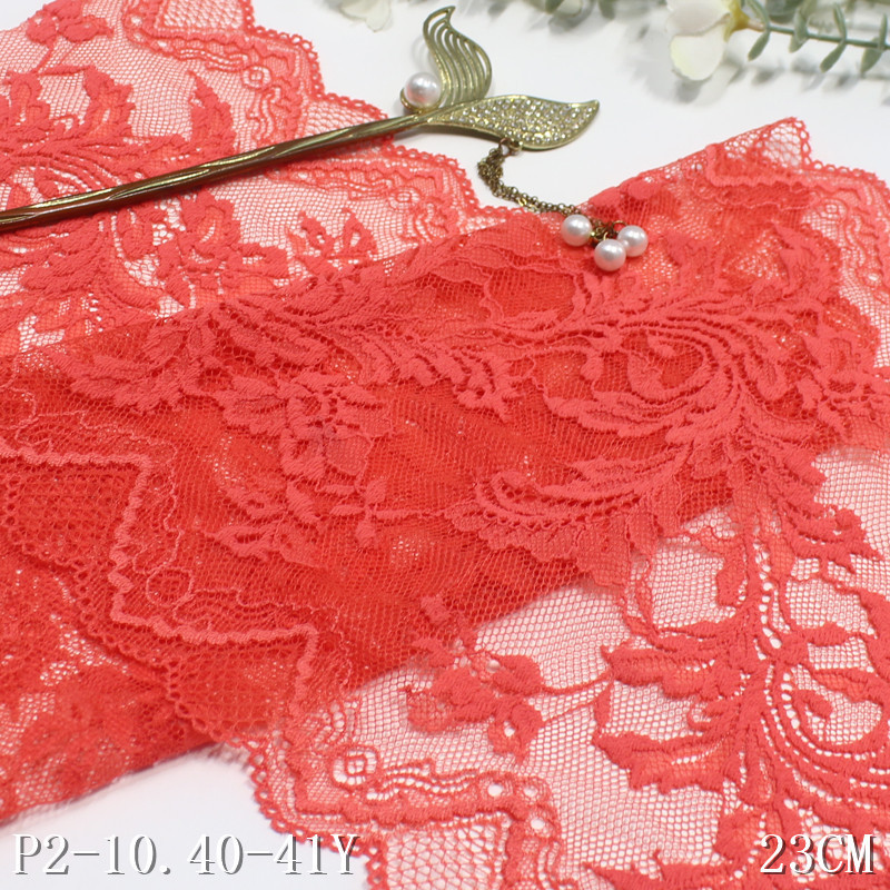 diy蕾隆双波中古风花纹压纱弹力蕾丝 23cm服装家纺蕾丝花边辅料盛