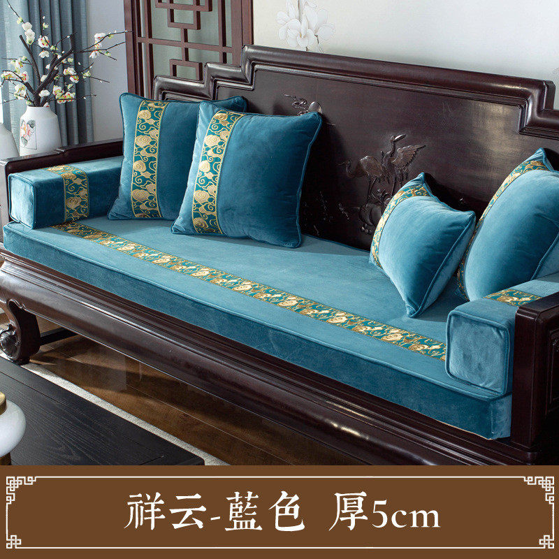 红木皮沙发坐垫实木家具罗汉带靠背沙发垫中式海绵垫床套罩