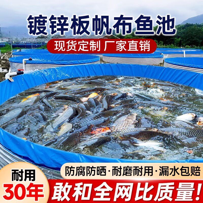 镀锌板帆布鱼池带支架一整套蓄水池刀刮布大容量移动加厚养鱼水箱