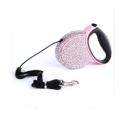 dele得乐镶钻牵引带|宠物自动伸缩牵引绳3米|自动狗链遛狗狗绳