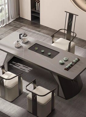 轻奢简约大板泡茶桌套装办公室岩板茶桌大茶台阳台茶桌椅组合功夫