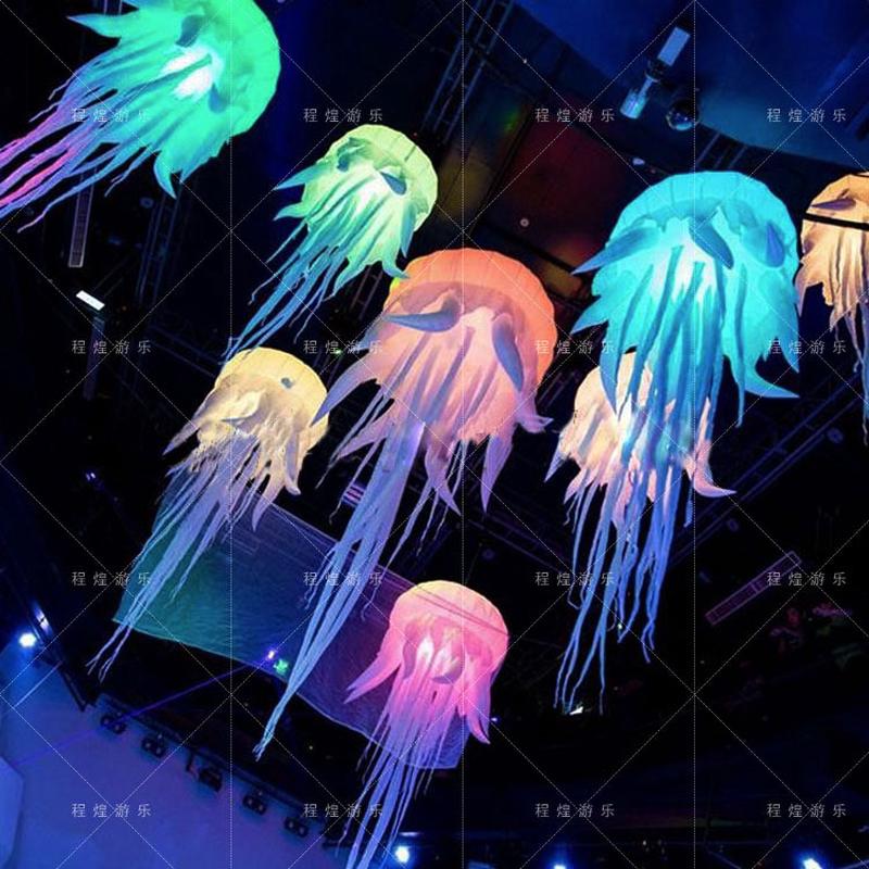 光水母气模装饰星星led灯充气海马海星贝壳酒吧海洋悬挂气氛道具