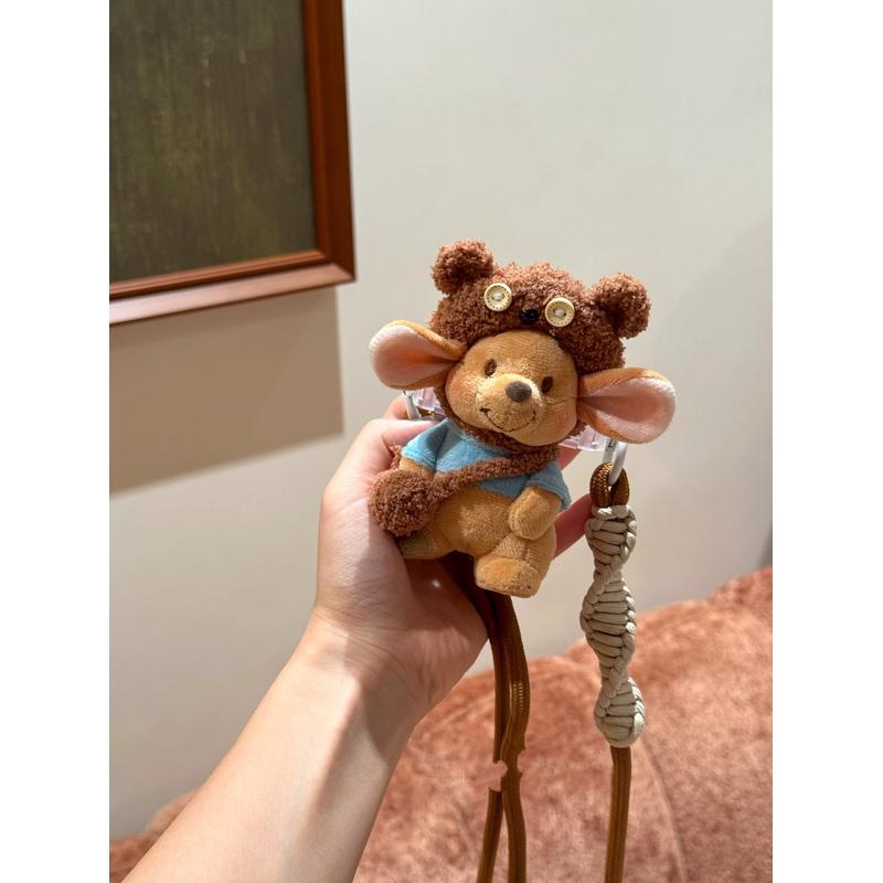 百亩森林小豆毛绒公仔手机背夹可斜挎可调节挂绳卡通玩偶女友闺蜜