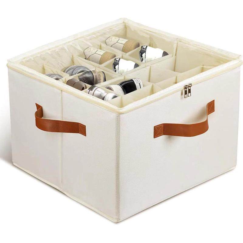 收纳鞋盒布艺可折叠鞋子分格整理收纳盒透明盖防潮拉链防尘储物箱,收纳整理,鞋子收纳架,淘宝优惠券,粉丝福利购,淘宝优惠卷