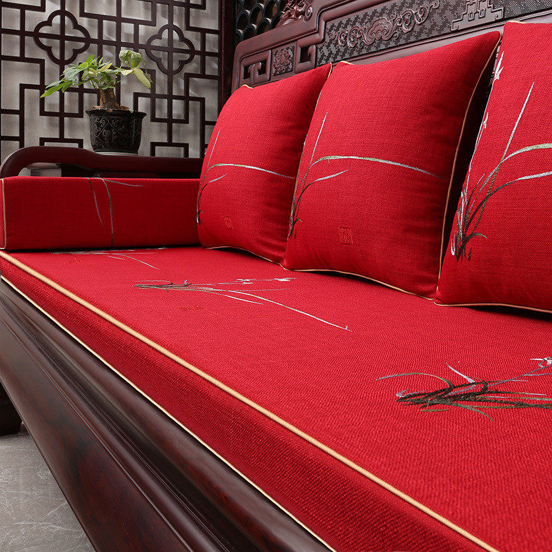 新中式红木沙发垫实木套罩四季通用防滑垫子家具海绵垫坐垫