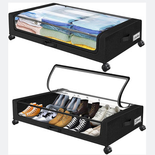 床下收纳带轮子鞋子收纳储物容器床下床下收纳整理器滚动金属抽屉