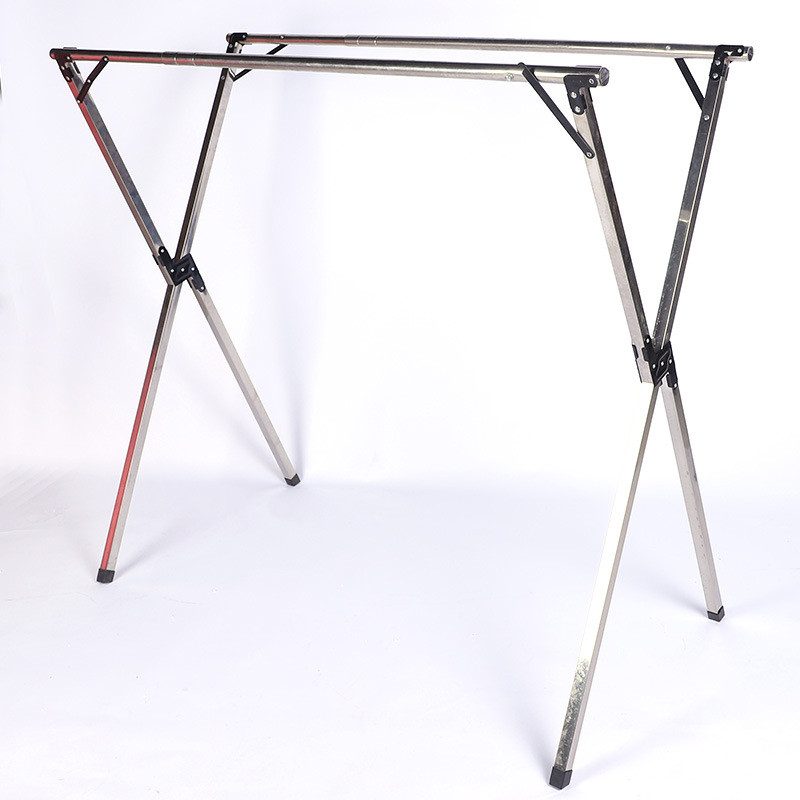 酒店伸缩不锈钢挂衣杆x型晒被子鞋架置地晾晒落地式架晾衣架