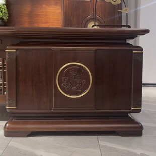 新中式实木大班台大气办公桌典雅办公室轻奢乌金木老板桌椅家具