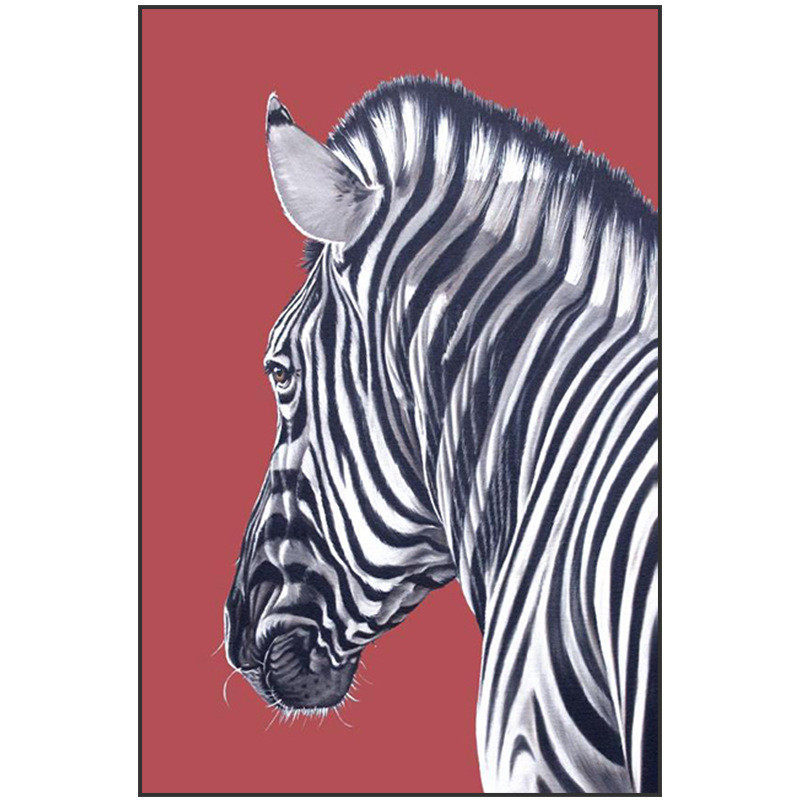 现代轻奢客厅玄关动物装饰画斑纹马红色法背景个性式墙壁竖版挂画,家居饰品,现代装饰画,淘宝优惠券,粉丝福利购,淘宝优惠卷