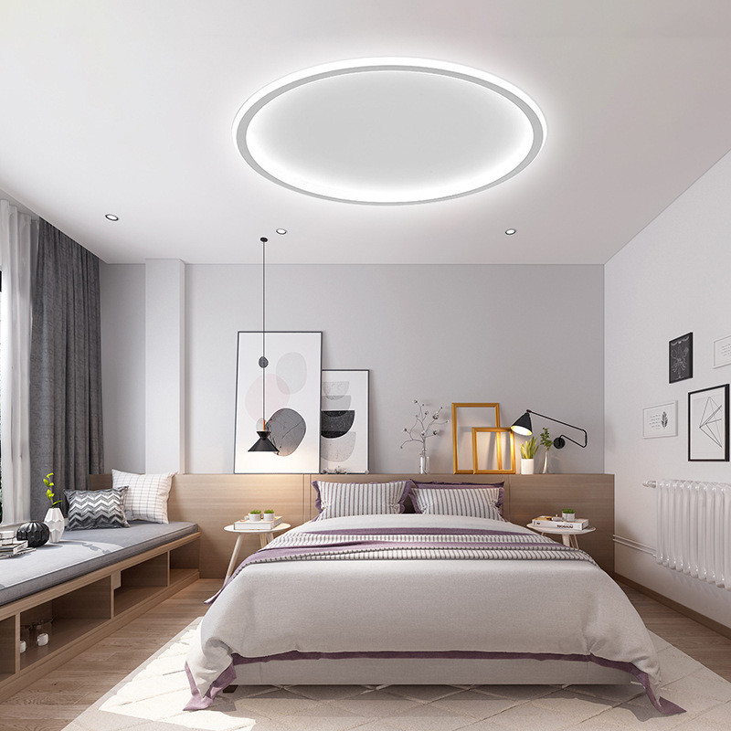 北欧主卧室灯圆形led吸顶灯书房创意现代简约铁艺客厅房间灯批发
