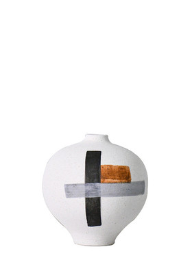 现代简约白色彩绘陶瓷花瓶新中式酒柜书柜餐桌茶几软装插花花器