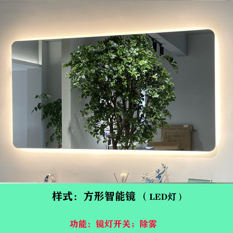 定制浴室镜储物柜烤漆镜柜卫生间镜子圆形带置物架挂墙式镜前实木