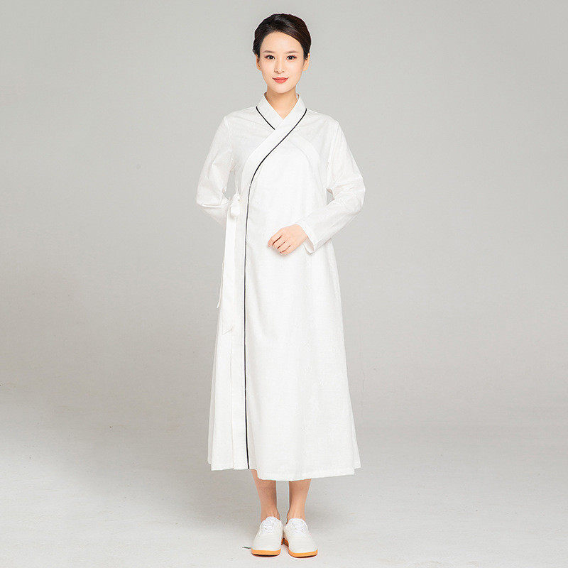 武农2023春夏季长袍亚麻太极服女中国风斜领新款长款复古表演服