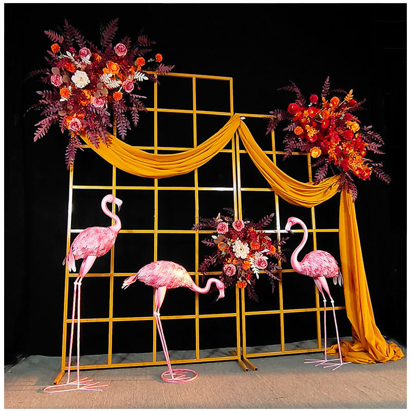 热销新款户外森系婚礼田园屏风中式婚庆道具花田喜事铁艺屏风方摆