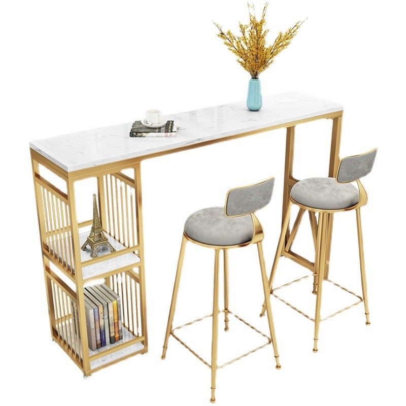 北欧大理石吧台桌高脚桌奶茶店酒吧桌椅靠墙靠窗吧台阳台长条桌子