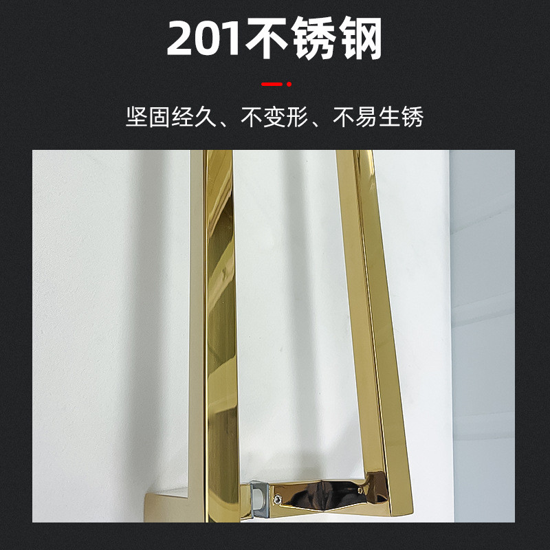 玻璃门拉手不锈钢方管把手钛金双弯简约高档门把手浴室推拉大亮光