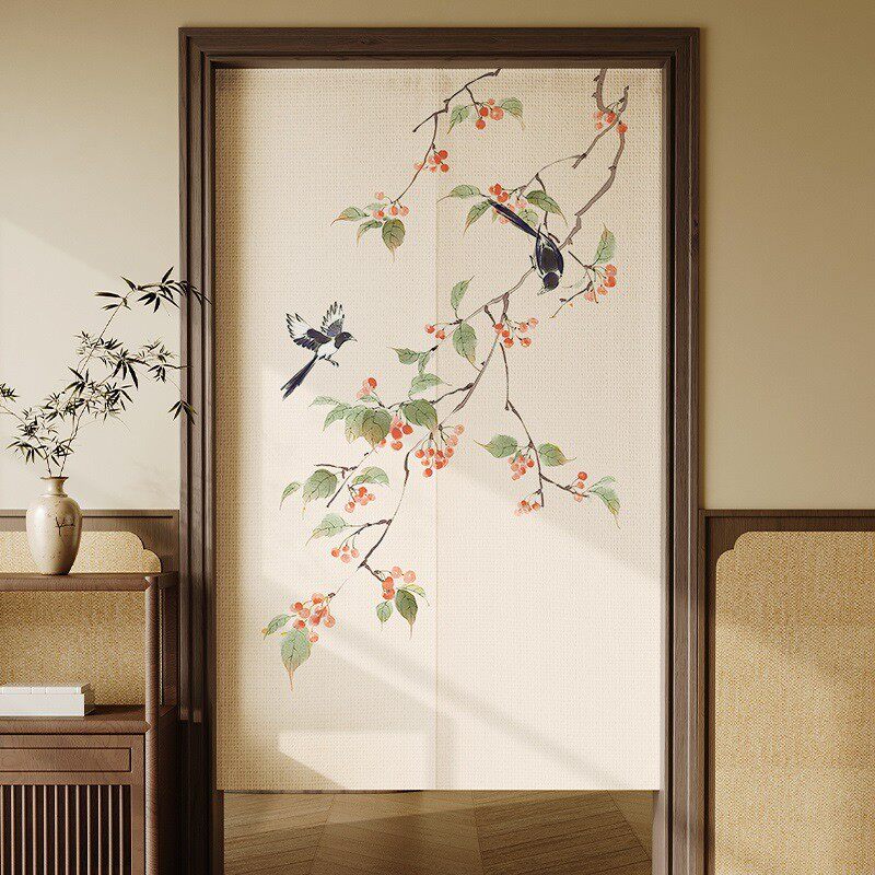 布帘门帘隔断帘卧室半挂厨房卫生间厕所免打孔遮挡帘半帘新中式子