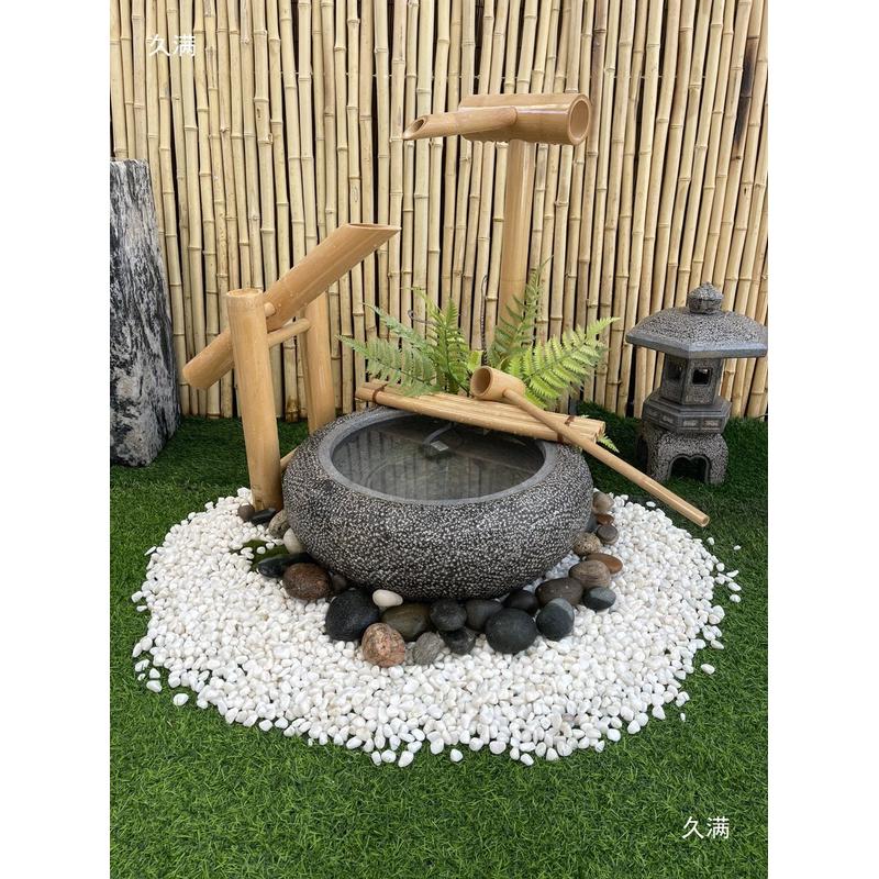 热销日式石钵石槽庭院景观水钵造景循环水流水惊鹿竹子枯山水摆件