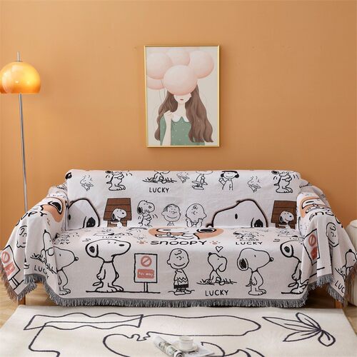 卡通可爱双面沙发巾沙发套罩挂布盖布桌布复古线毯四季款棉毯垫子