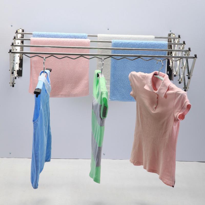 好帮手家用阳台外飘壁挂式伸缩不锈钢铝合金户外折叠晾衣架晒衣架