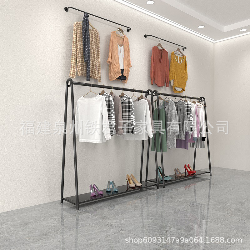 挂衣架落地式移动家用晾衣架商场直播间挂衣服展示架陈列货架带板