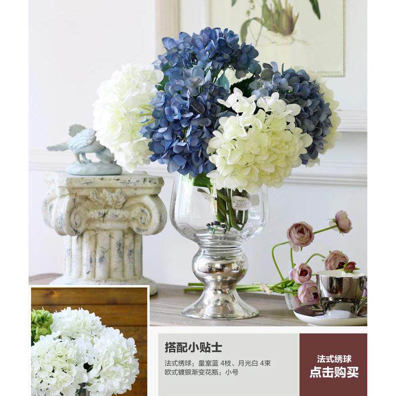 批发美式乡村富贵竹竖纹透明底座高脚玻璃花瓶镀银批发