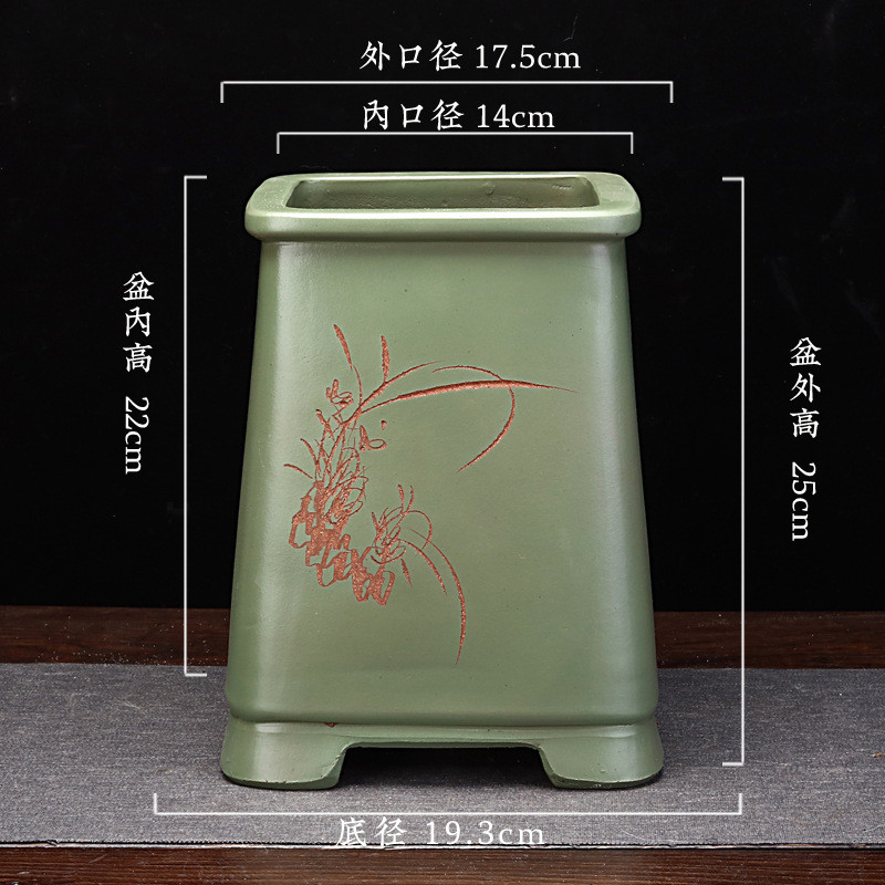 宜兴紫砂花盆批发客厅花卉盆景盆兰花君子兰文竹悬崖点彩刻绘四方