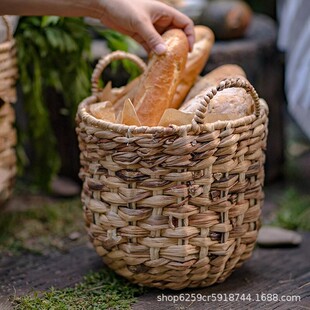 工厂直销藤编工艺品收纳篮天然葫芦草手工编织花盆装饰艺术手提篮