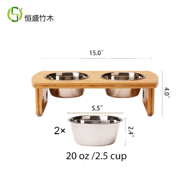 热销宠物喂食器餐桌双碗木质狗狗宠物喂食架