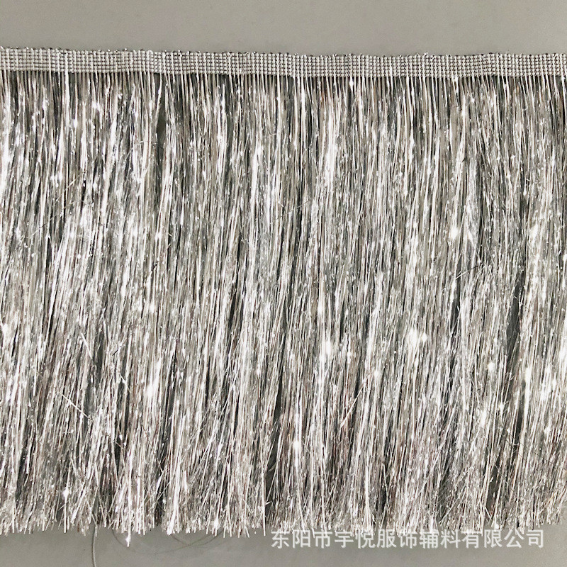 厂家供装饰20cm雨丝彩色流苏pet金属丝串旗吊灯花边派对现货辅料