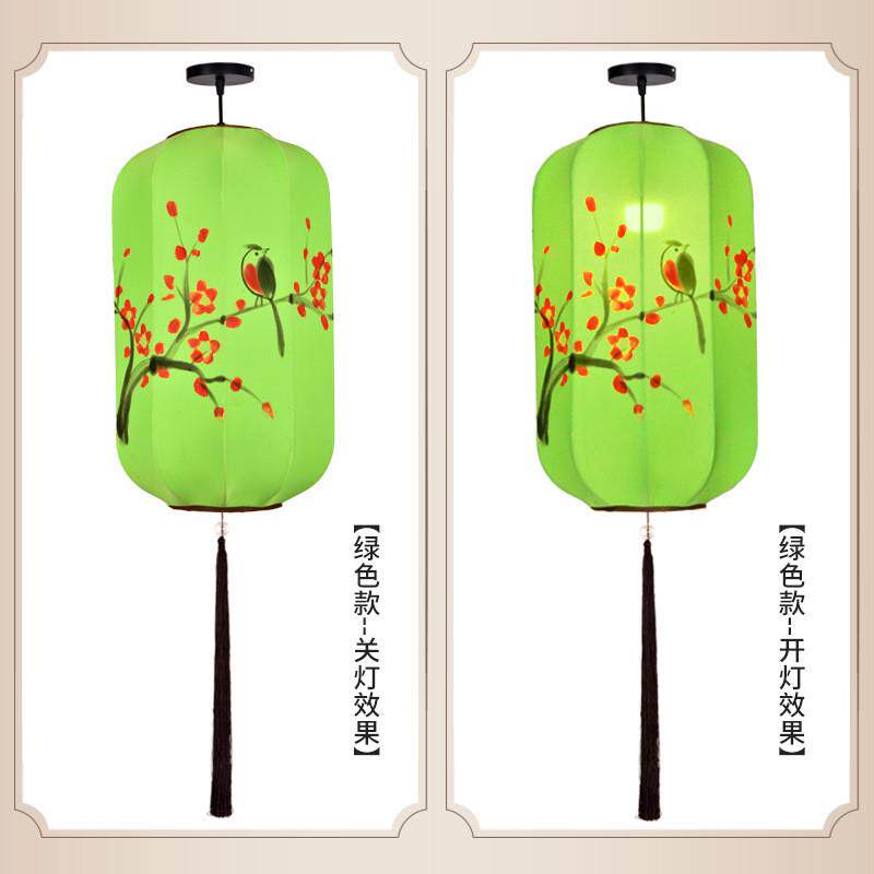 新中式布艺手绘冬瓜长形灯笼仿古典餐厅茶楼过道中秋吊灯中国风