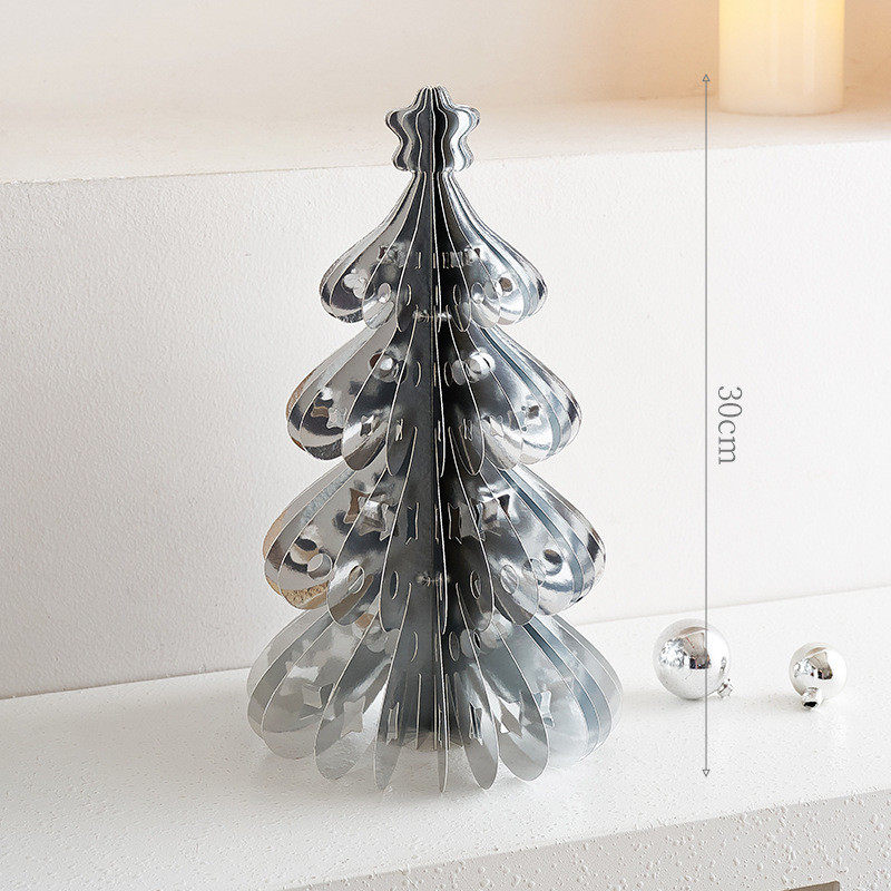 圣诞节装饰品装扮圣诞树桌面摆件红色迷你圣诞树节日折纸拍照道具