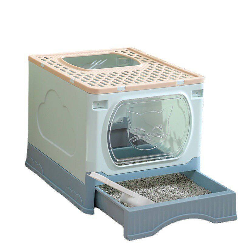 式抽拉猫砂盆全封闭防外溅除臭超大猫厕所顶入式猫沙盆