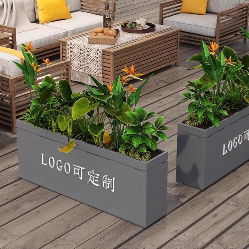 组合不锈钢花箱隔断围栏户外售楼部商业街铁艺花槽长方形种植箱