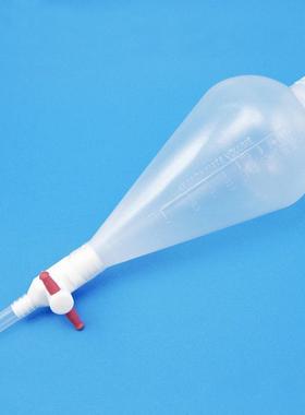 白色塑料梨形分液漏斗PP配活塞和外壳螺旋盖125ml,250ml,500ml