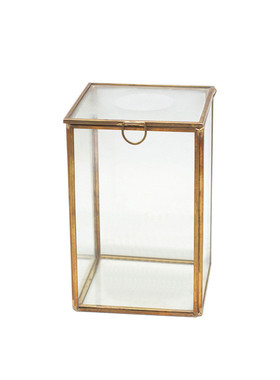 翻盖铜框玻璃盒收纳珠方形储物盒宝盒玻璃罩厂家批发